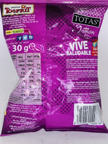 BATATAS FRITAS (Totas Ondulas Presunto) 30Grs x 24 UNIDADES